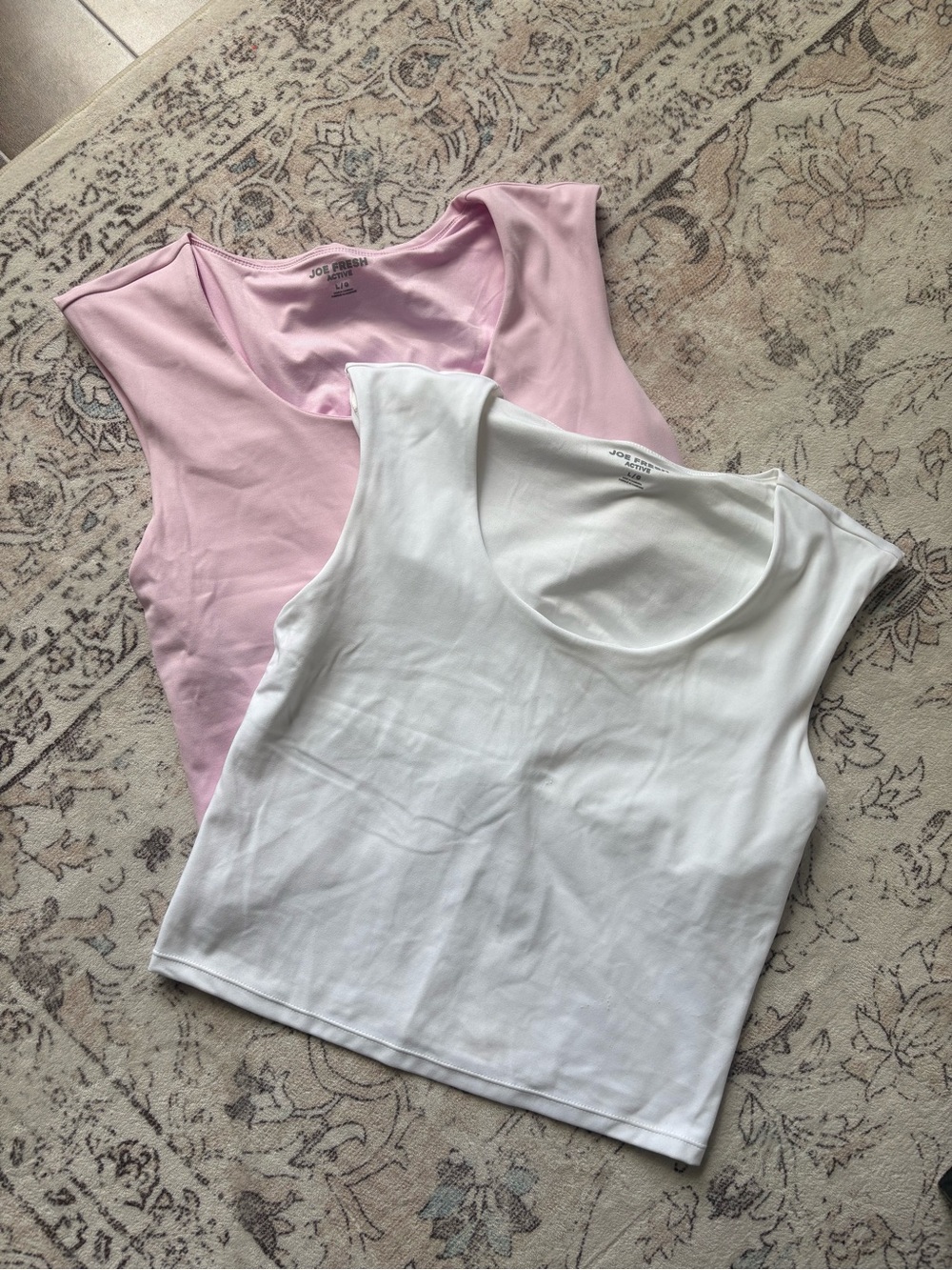 Joe Fresh Sleeveless Crop Tank Duo - Pink & White